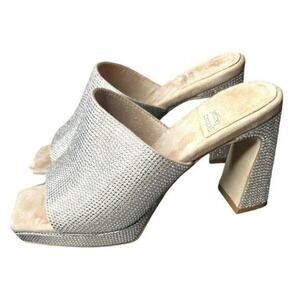 ▶️ Jeffrey Campbell ◀️ Caviar Silver Rhinestone Platform Heels 6.5